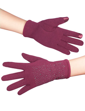 Sparkle Rhinestone Lined Touchscreen Gloves
