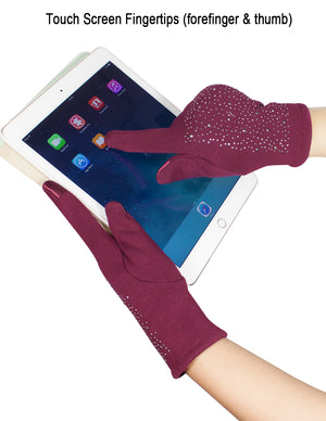 Sparkle Rhinestone Lined Touchscreen Gloves
