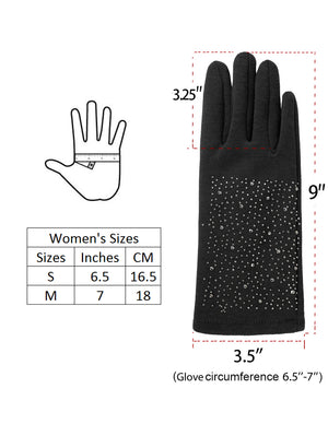 Sparkle Rhinestone Lined Touchscreen Gloves