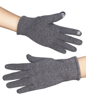 Sparkle Rhinestone Lined Touchscreen Gloves