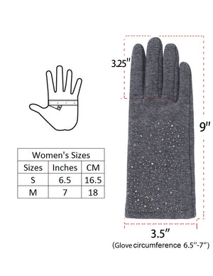 Sparkle Rhinestone Lined Touchscreen Gloves