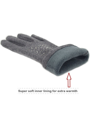 Sparkle Rhinestone Lined Touchscreen Gloves