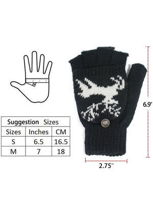 Reindeer Winter Wool Blend Flip Top Gloves