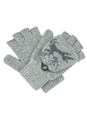 Reindeer Winter Wool Blend Flip Top Gloves
