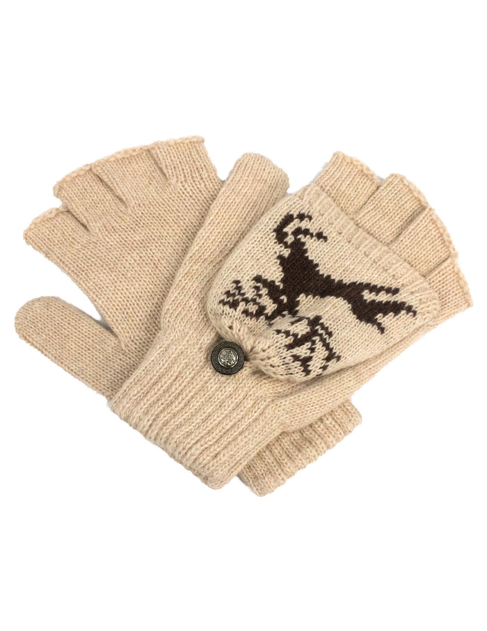 Reindeer Winter Wool Blend Flip Top Gloves