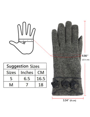 Ruffle Flower Wool Blend Touchscreen Gloves