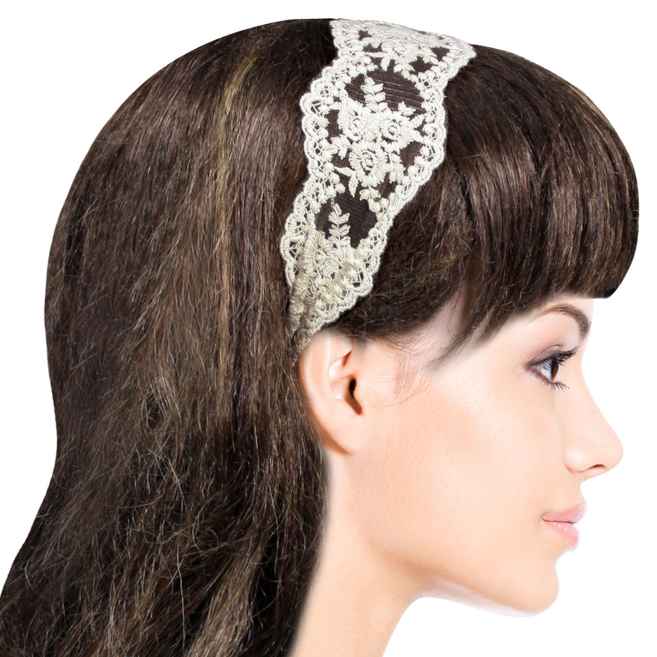 Dahlia Princess Floral Lace Elastic Headbands Set (2 Pcs)