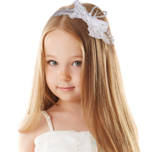 Lacy Bow Ribbon Elastic Mesh Lace Kids Headband (2 Pcs)