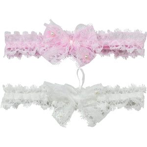 Lacy Bow Ribbon Elastic Mesh Lace Kids Headband (2 Pcs)