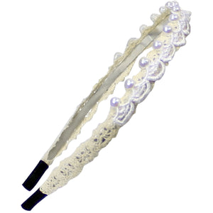 Faux Pearl Lace Drop Handmade Headband