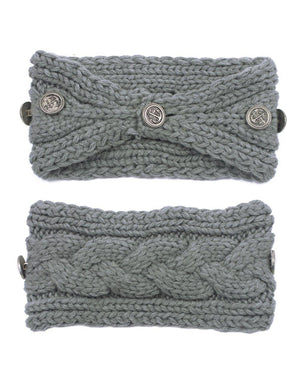 Button Accented Winter Knit Headband