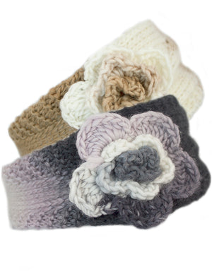 Flower Winter Wide Knit Headband