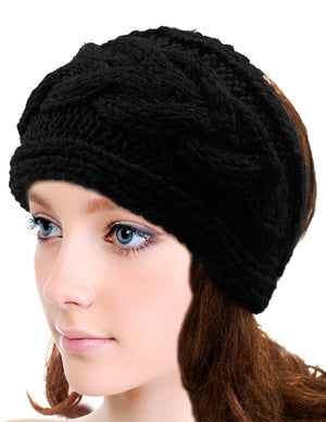 Solid Color Wide Cable Knit Headband