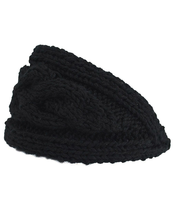 Solid Color Wide Cable Knit Headband