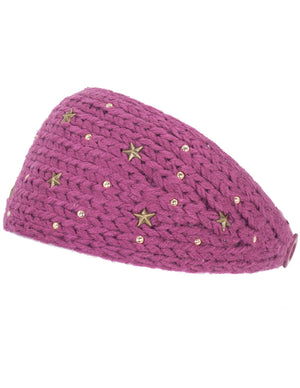 Star-Dazzled Knitted Buttoned Headband