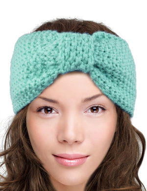 Wide Bow Knitted Winter Headband