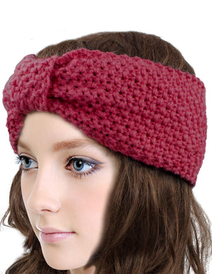 Wide Bow Knitted Winter Headband