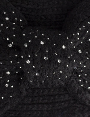 Sparkle Bow Wide Knitted Winter Headband