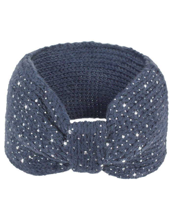 Sparkle Bow Wide Knitted Winter Headband