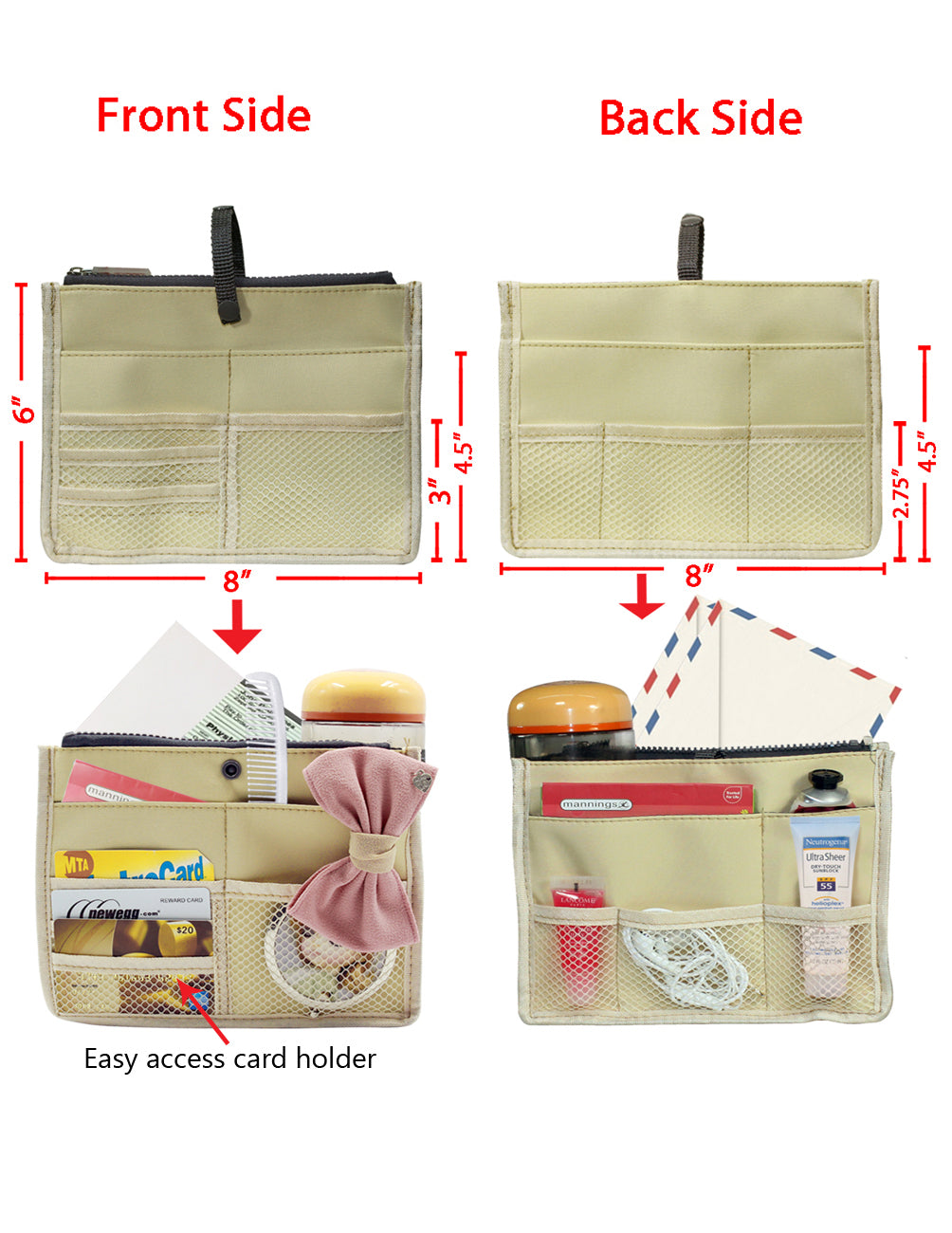 Dahlia Patented Handbag Purse Organizer Insert - Sturdy Flexible