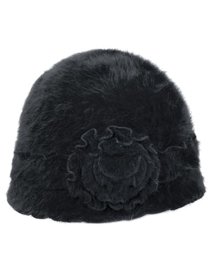 Super Soft Flower Ruffle Laciness Angora Blend Knit Beanie Hat