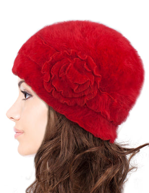 Super Soft Flower Ruffle Laciness Angora Blend Knit Beanie Hat