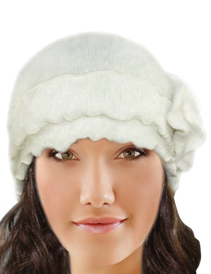 Super Soft Flower Ruffle Laciness Angora Blend Knit Beanie Hat