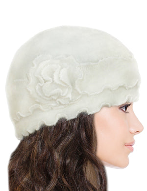 Super Soft Flower Ruffle Laciness Angora Blend Knit Beanie Hat