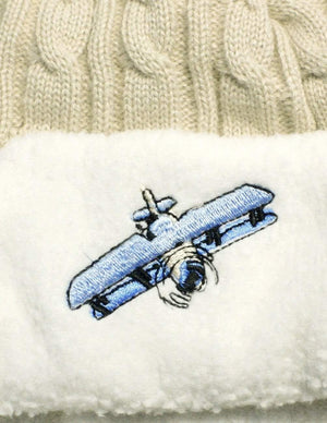 Boy's Embroidered Pilot Cap Hat with Ear Flaps and Pompon