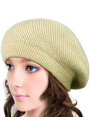 Fluffy Twisted Classic Beret Acrylic Knit Beanie Hat