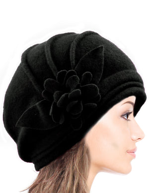 Elegant Flower Wool Slouch Beanie Hat