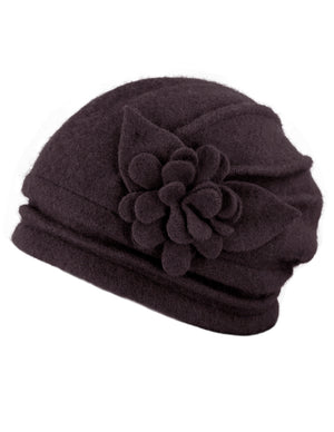 Elegant Flower Wool Slouch Beanie Hat