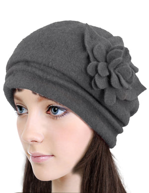 Elegant Flower Wool Slouch Beanie Hat