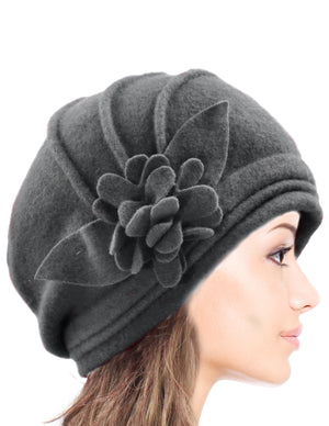 Elegant Flower Wool Slouch Beanie Hat