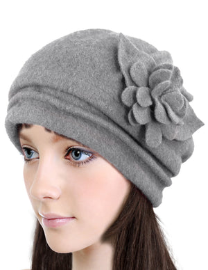 Elegant Flower Wool Slouch Beanie Hat