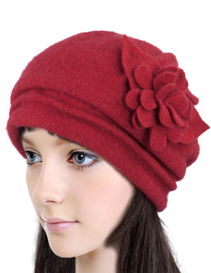 Elegant Flower Wool Slouch Beanie Hat