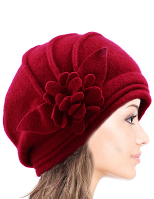 Elegant Flower Wool Slouch Beanie Hat