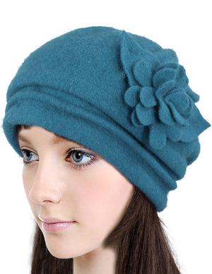 Elegant Flower Wool Slouch Beanie Hat