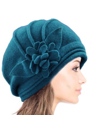 Elegant Flower Wool Slouch Beanie Hat