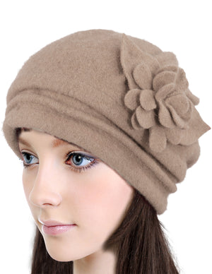 Elegant Flower Wool Slouch Beanie Hat