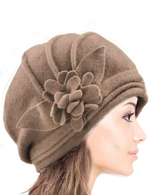 Elegant Flower Wool Slouch Beanie Hat