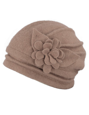 Elegant Flower Wool Slouch Beanie Hat