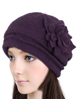 Elegant Flower Wool Slouch Beanie Hat
