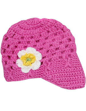 Lovely Flower Hand Crochet Acrylic Baby Visor Hat