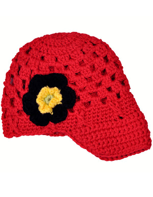 Lovely Flower Hand Crochet Acrylic Baby Visor Hat