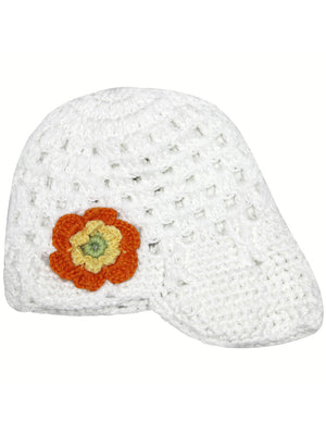 Lovely Flower Hand Crochet Acrylic Baby Visor Hat