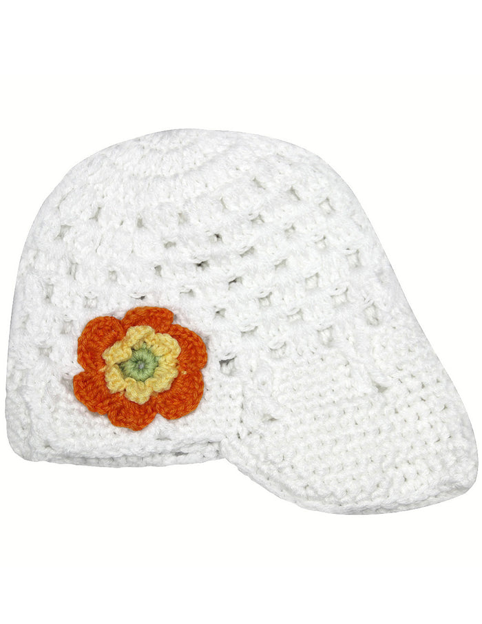 Lovely Flower Hand Crochet Acrylic Baby Visor Hat