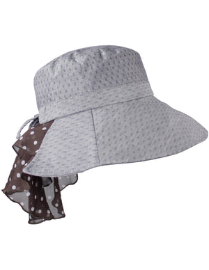 Swiss Dot Soft Edge Polka Dot Neck Protected Foldable Bucket Sun Hat