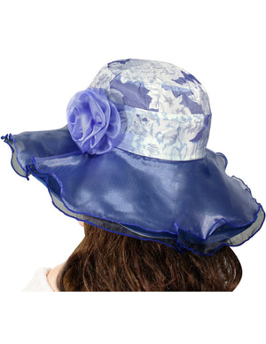 Elegant Floral Crown Large Flower Double Layer Chiffon Brim Sun Hat