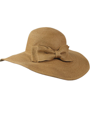 Stylish Dual Layer Wide Bow Foldable Flat Brim Straw Sun Hat